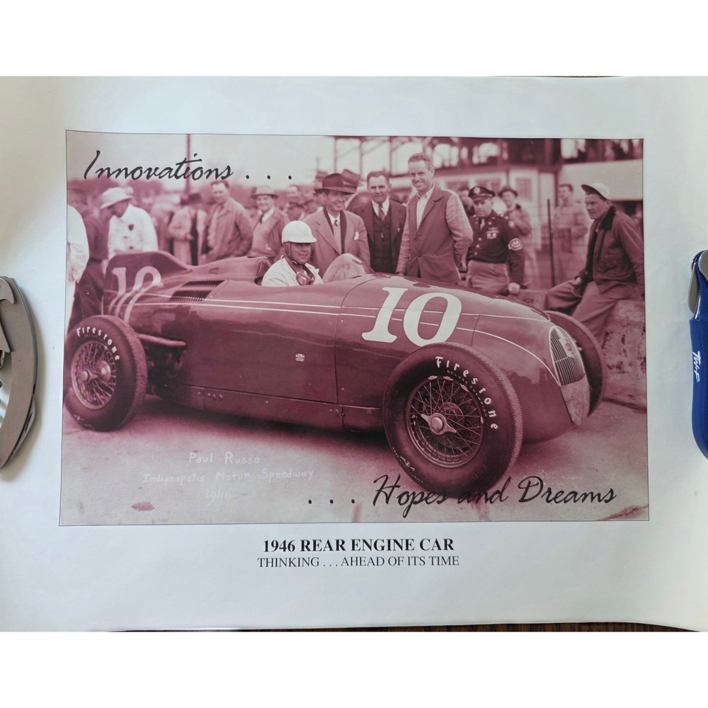Paul Russo 1946 Indy 500 #10 Fageol Twin Coach Racing Print 13x18